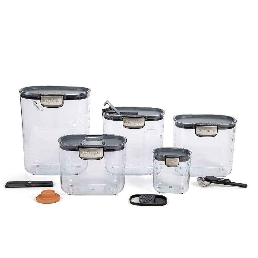 ProKeeper+ 9-Piece Airtight Food Storage Container Set – Clear Plastic Flour and Sugar Canister... | Amazon (US)