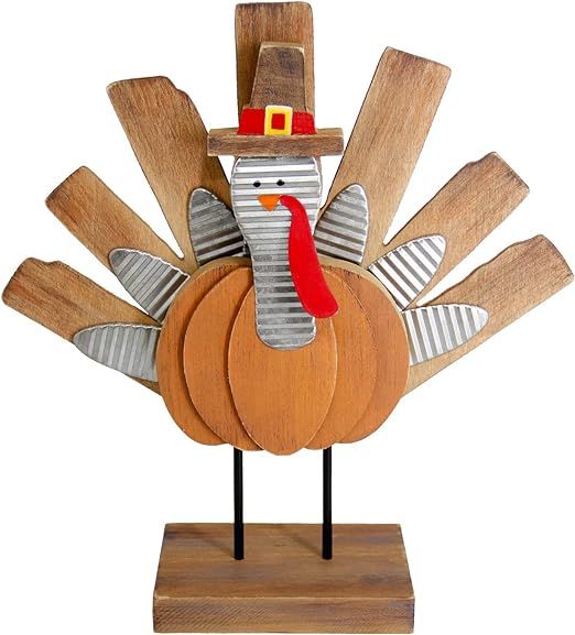 Zcaukya Thanksgiving Turkey Decoration, Wooden Indoor Standing Tabletop Turkey Decor for Home Off... | Amazon (US)