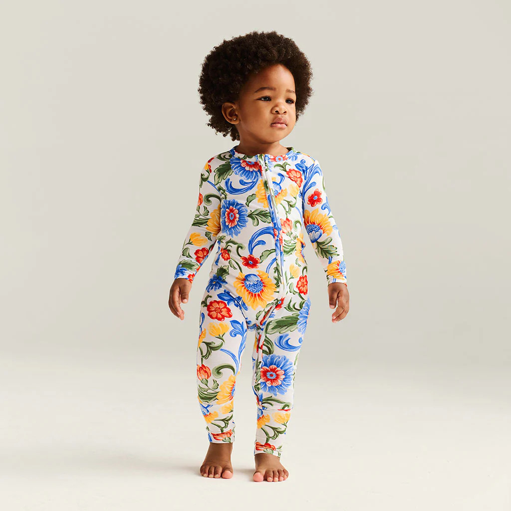 Floral White Long Sleeve Fiore Italiani Convertible One Piece | Posh Peanut® | Posh Peanut