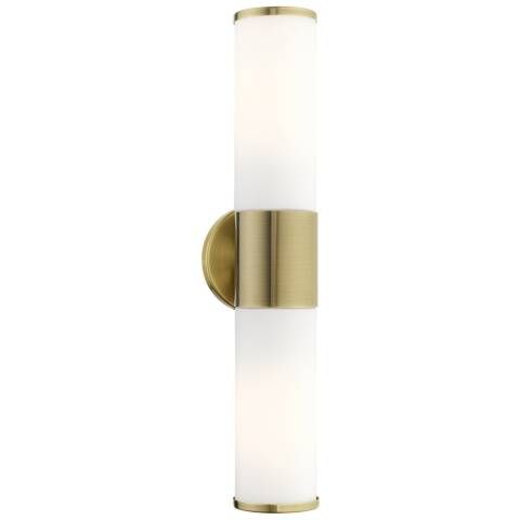 Lindale 2 Light Antique Brass ADA Vanity Sconce | Lamps Plus