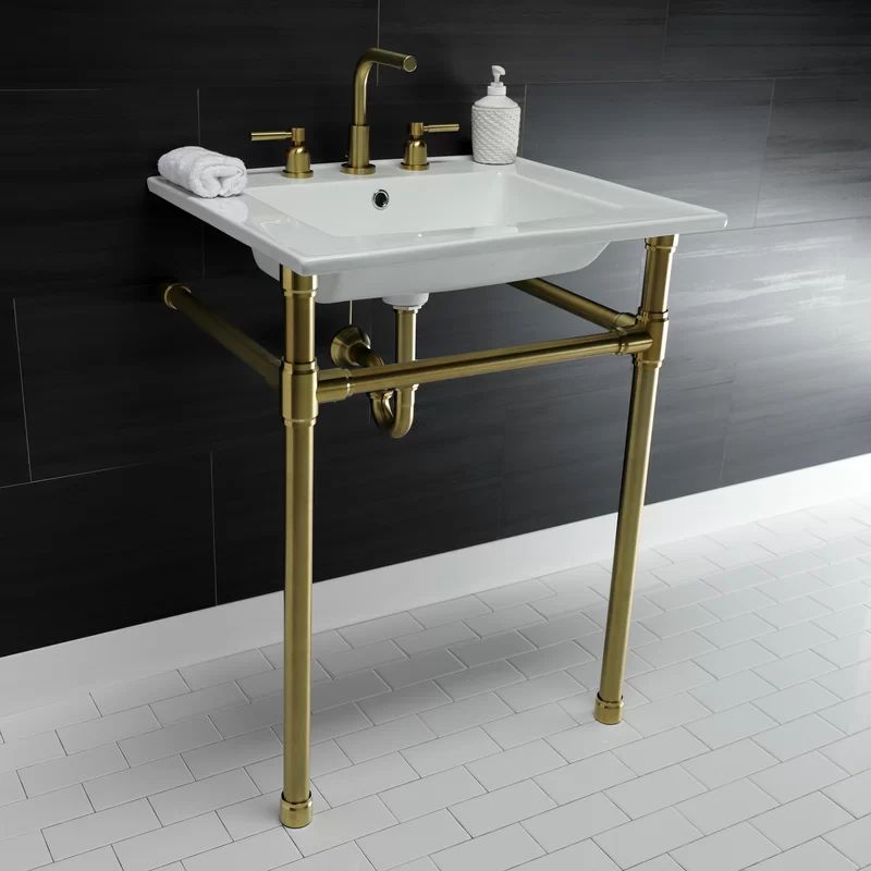Ceramic Rectangle Console Bathroom Sink with Overflow | Wayfair North America
