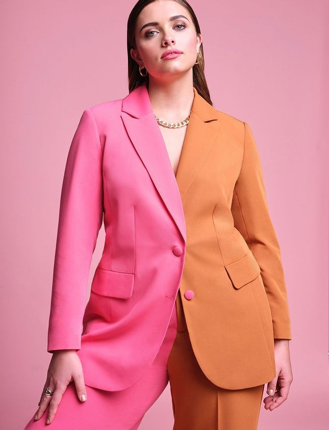 Pop Colorblock Blazer | Women's Plus Size Coats + Jackets | ELOQUII | Eloquii
