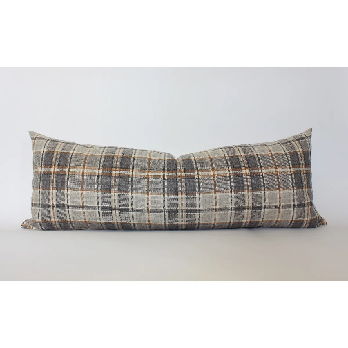 Brown Plaid Lumbar Pillow Cover, Neutral Beige Throw Pillow | Wayfair North America