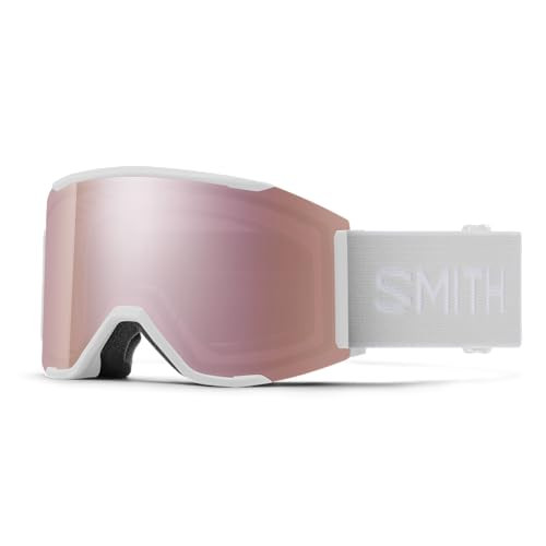 SMITH Squad MAG Goggles with ChromaPop Lens – Performance Snowsports Goggles with Easy Lens Change Technology for Skiing & Snowboarding – White Vapor + Everyday Rose Gold Mirror Lens | Amazon (US)