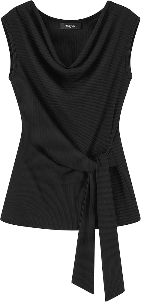 ZESICA Women's Summer Business Casual Tank Tops 2026 Cowl Neck Sleeveless Knit Slim Shirts Spring... | Amazon (US)