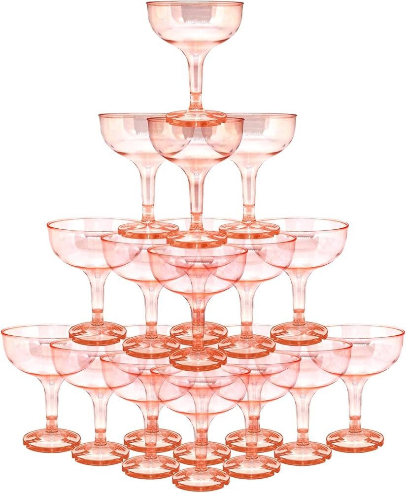 50 Pcs Plastic Champagne Coupe Glasses for Parties, 5 oz Disposable Champagne Glasses Unbreakable... | Amazon (US)