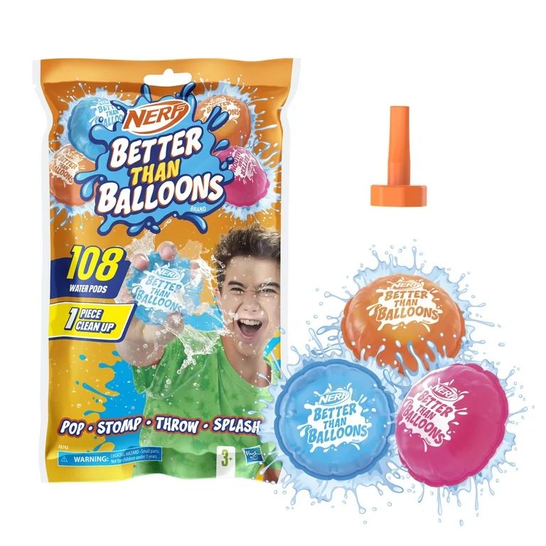 Nerf Better Than Balloons Brand Water Toys, 108 Pods, Easy 1 Piece Clean Up, Ages 3+ | Walmart (US)