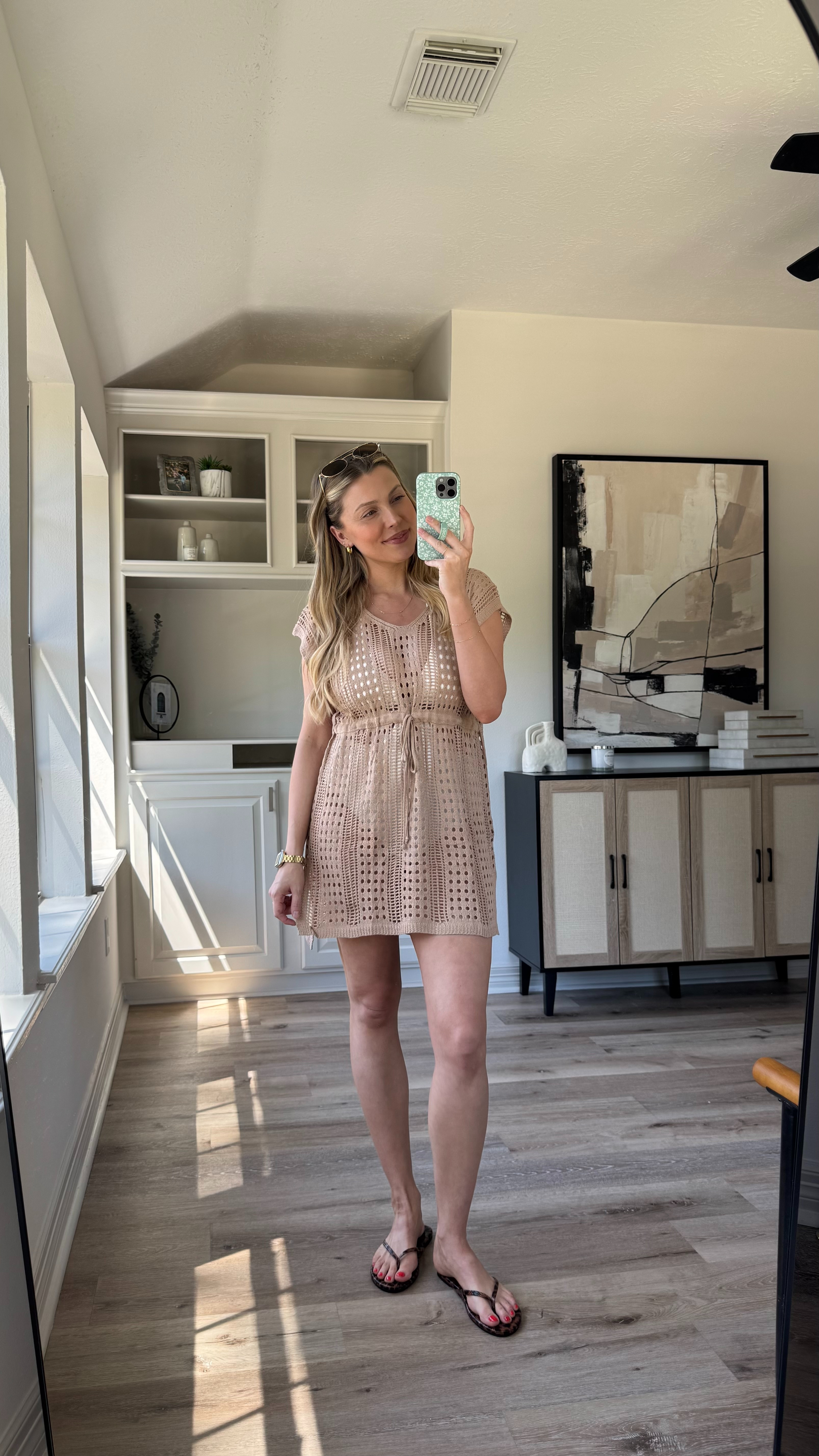 Swim Coverup Outfit | Loving this crochet coverup and the length is great if you are tall. wearing size M in the coverup and swimsuit. Sandals fit tts.  

 

#LTKStyleTip #LTKSwim