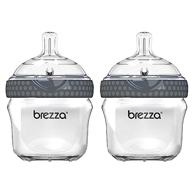 Baby Brezza Two Piece Natural Glass Baby Bottle with Lid - Ergonomic, Wide Neck Design Makes it The  | Amazon (US)
