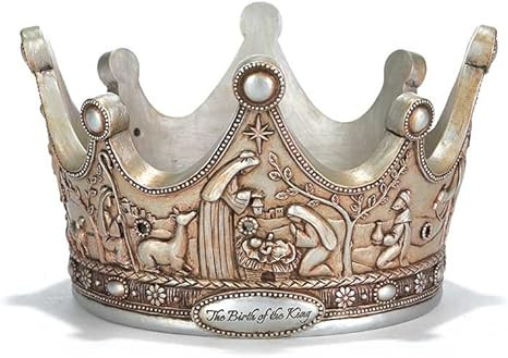 Dicksons The Birth of The King Crown Brushed Silver Tone 7 x 5 Resin Christmas Advent Candle Hold... | Amazon (US)