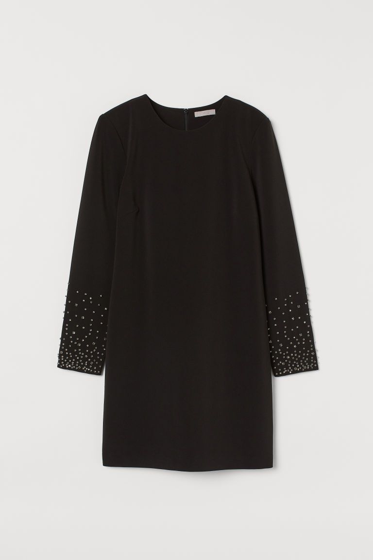 H & M - Appliquéd Dress - Black | H&M (US + CA)