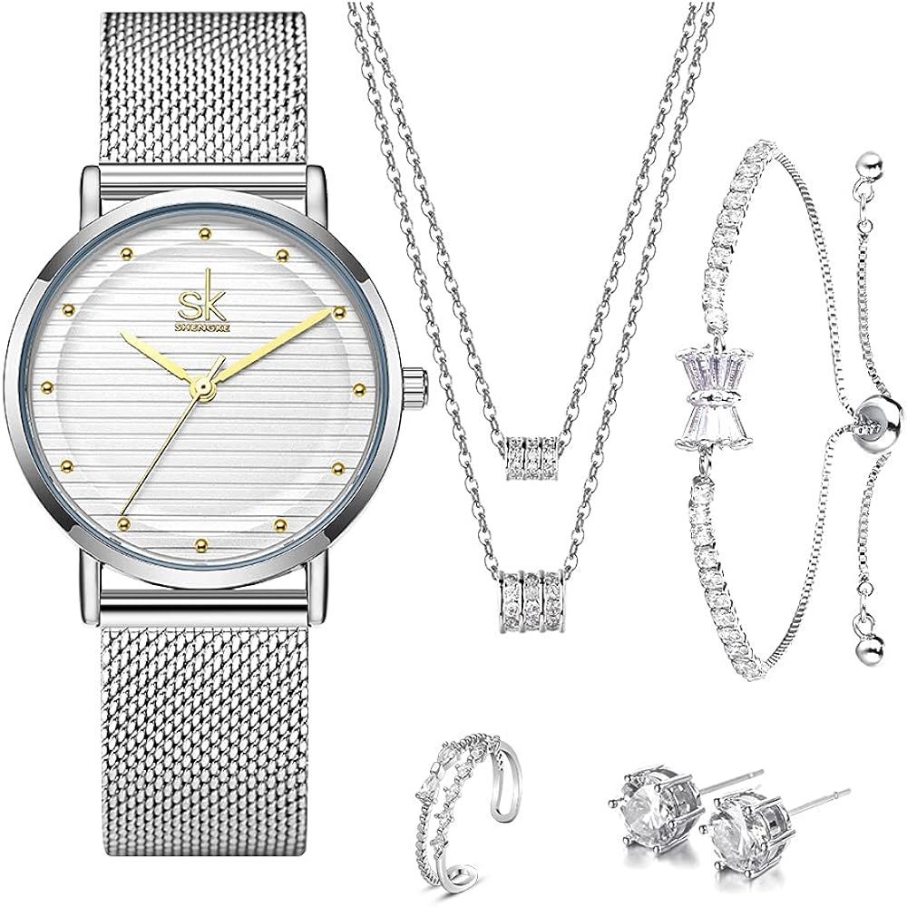 SHENGKE Watch Set for Women with Necklace Bracelet Ring and Earring Collection 5 in 1 Hardcover B... | Amazon (US)