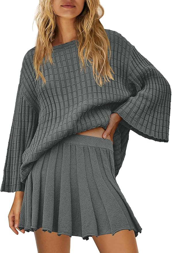 SENSERISE Fall Sweater Sets Skirt Sets Women 2 Piece Outfits Long Sleeve Top and Skirts Set Loung... | Amazon (US)