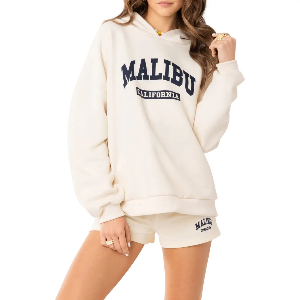 EDIKTED Malibu Pullover Hoodie in Cream at Nordstrom, Size Small | Nordstrom
