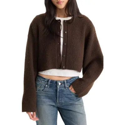 Good American The Chunky Knit Cardigan in Chalk at Nordstrom, Size Medium | Nordstrom