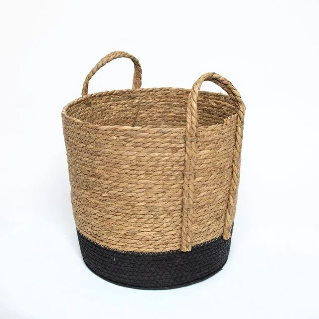 Better Homes & Gardens Round Seagrass Baskets, Natural, Black, Set of 2, Large & Medium | Walmart (US)