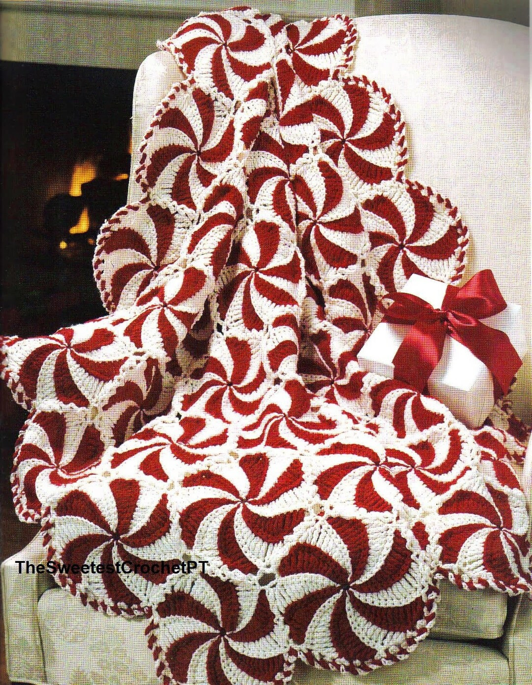 Christmas Peppermint Crochet Blanket Pattern Afeghan Crochet Patterns Quilt Throw Home Decor Wors... | Etsy (US)
