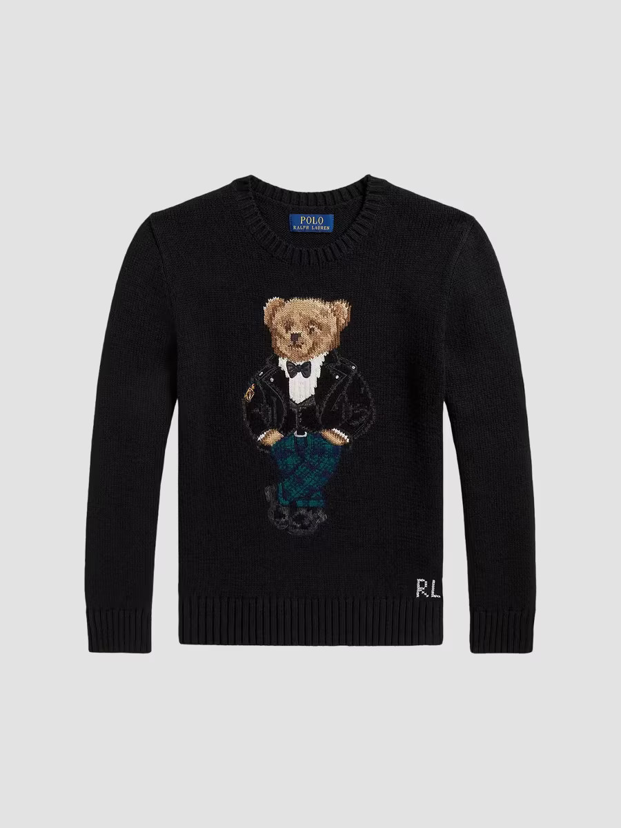 Polo Ralph Lauren Boy's Little Boy's & Boy's Polo Bear Cotton Sweater - Polo Black - Size 3 | Saks Fifth Avenue