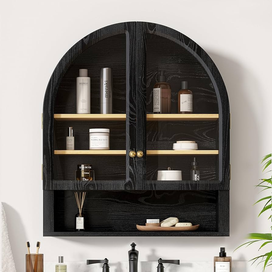 Arched Wall Cabinet, Floating Bathroom Medicine Cabinets, Modern Storage Cabinet with Acrylic Doo... | Amazon (US)