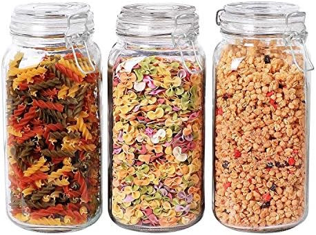 75oz/2200ml Glass Kitchen Storage Canister, Square Mason Jars with Lids, Airtight Glass Canister ... | Amazon (US)