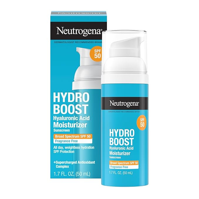 Neutrogena Hydro Boost Hyaluronic Acid Face Moisturizer with Broad Spectrum SPF 50 Sunscreen, Non... | Amazon (US)