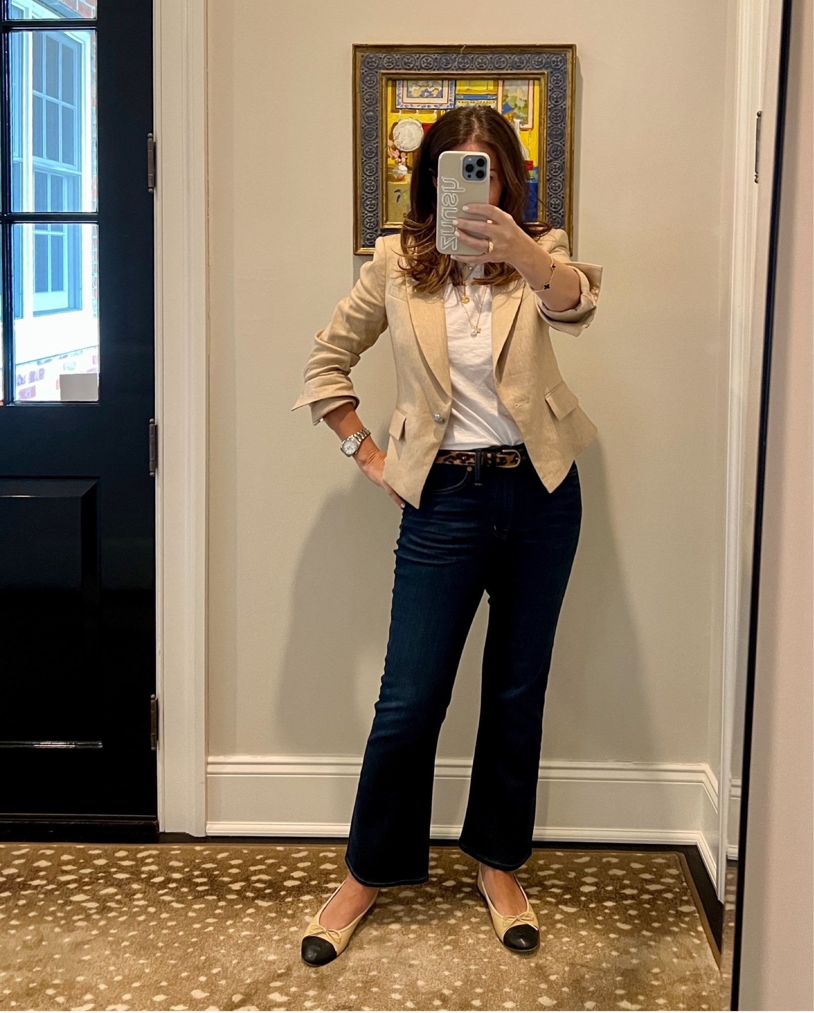 Wearing my favorite t shirt brand with the leopard belt I’m obsessed with and a favorite pair of dark rinse jeans currently on major sale. 

#LTKover40 #LTKfindsunder100 #LTKsalealert