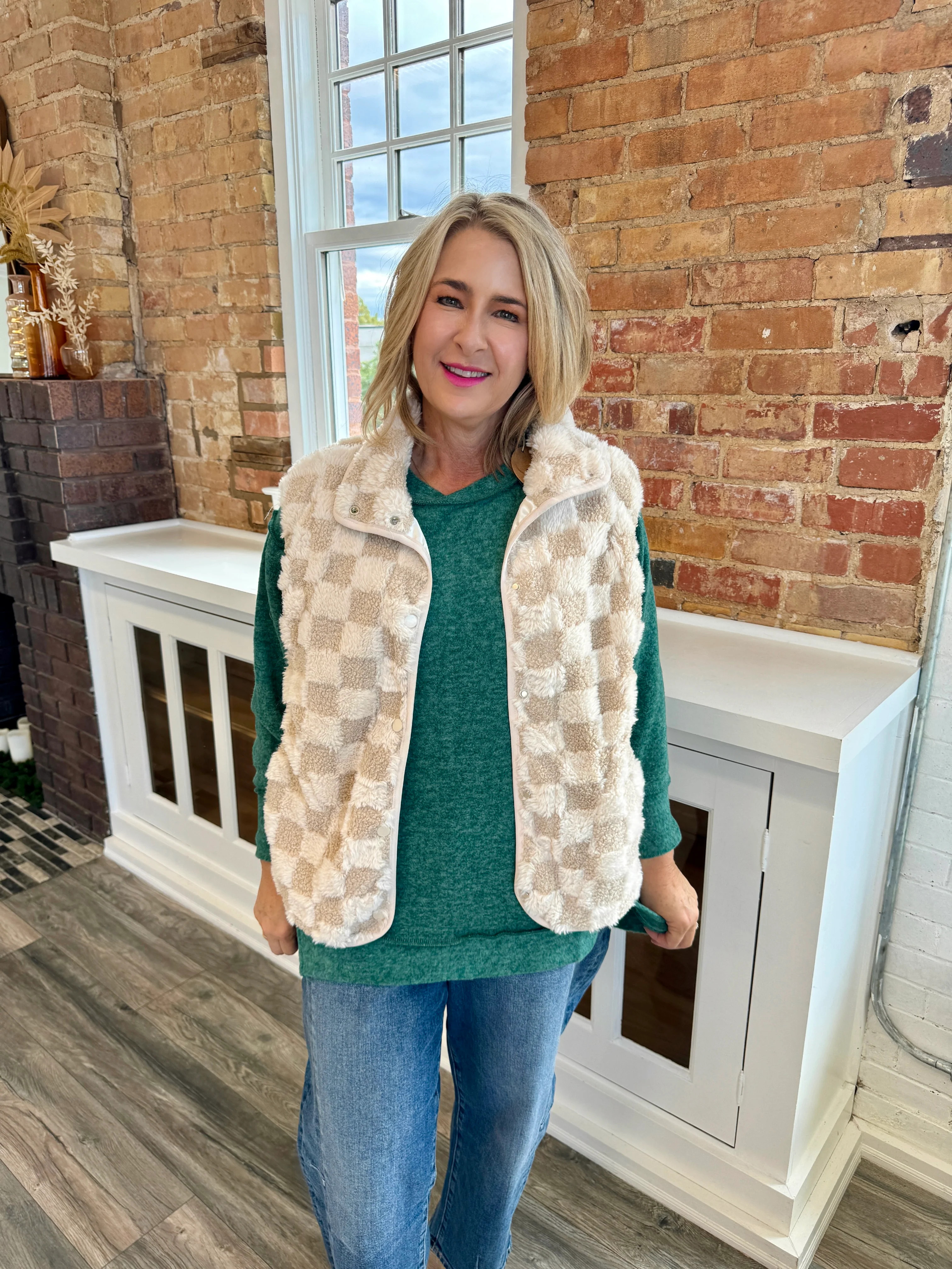 Checker Sherpa Vest XL | Extremely Refined Boutique