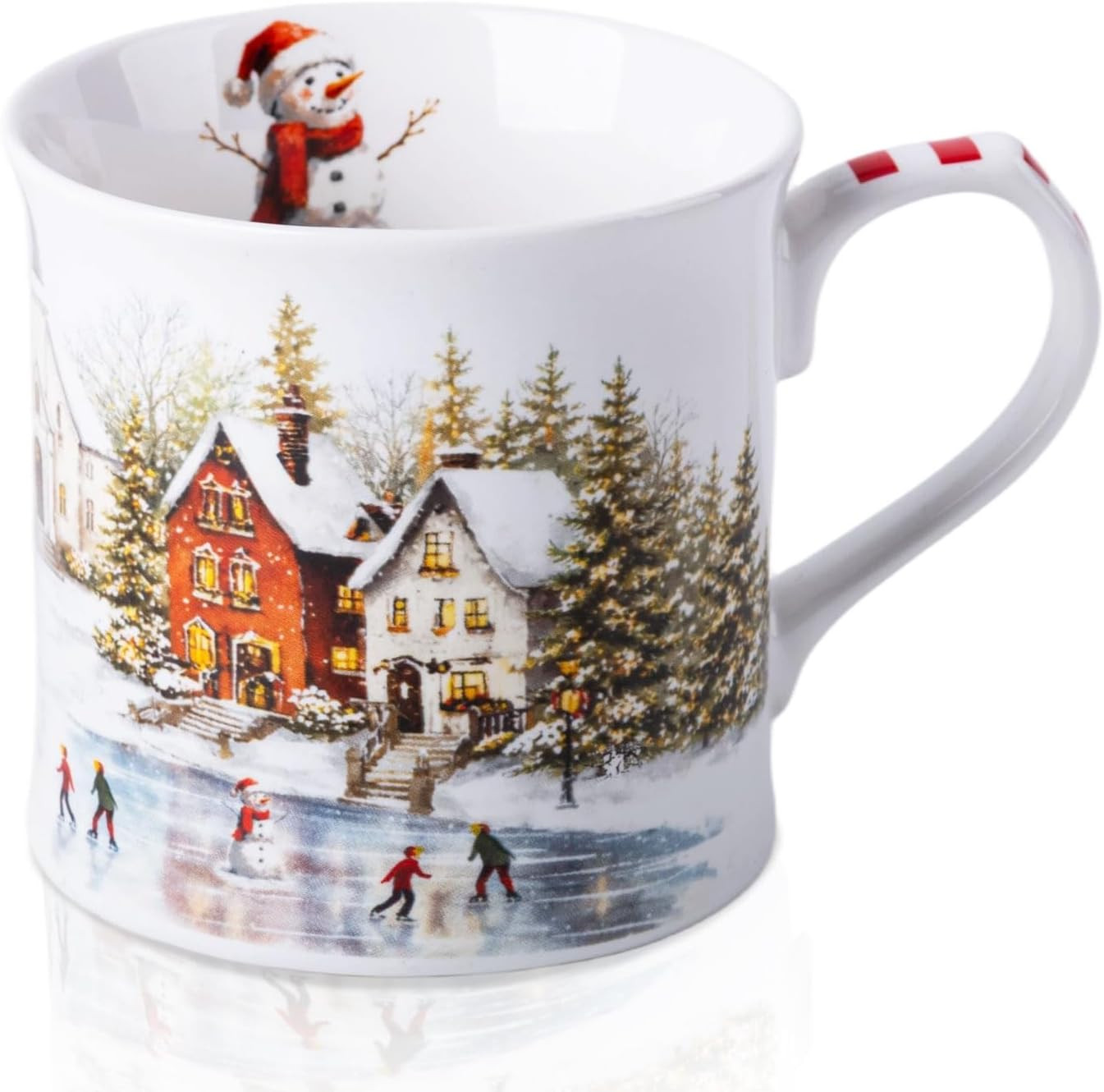 Christmas Snowy Village Coffee Mug, 12oz Ceramic Winter Mug with Vintage Town, Pine Trees, Ice Skating & Snowman, Festive Holiday Gift for Christmas, Designed in England by Harvest Green Studio | Amazon (US)