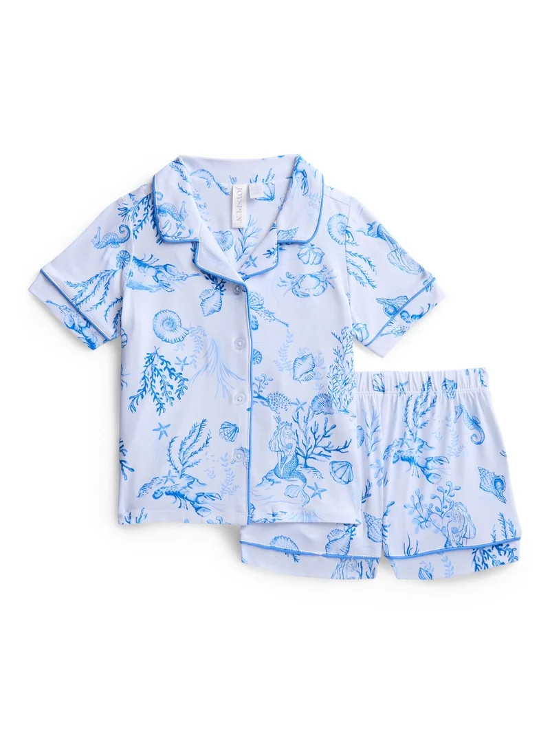 Joyspun Toddler Mommy and Me Notch Collar Top and Shorts Family Matching Pajama Set, Sizes 2T-5T | Walmart (US)
