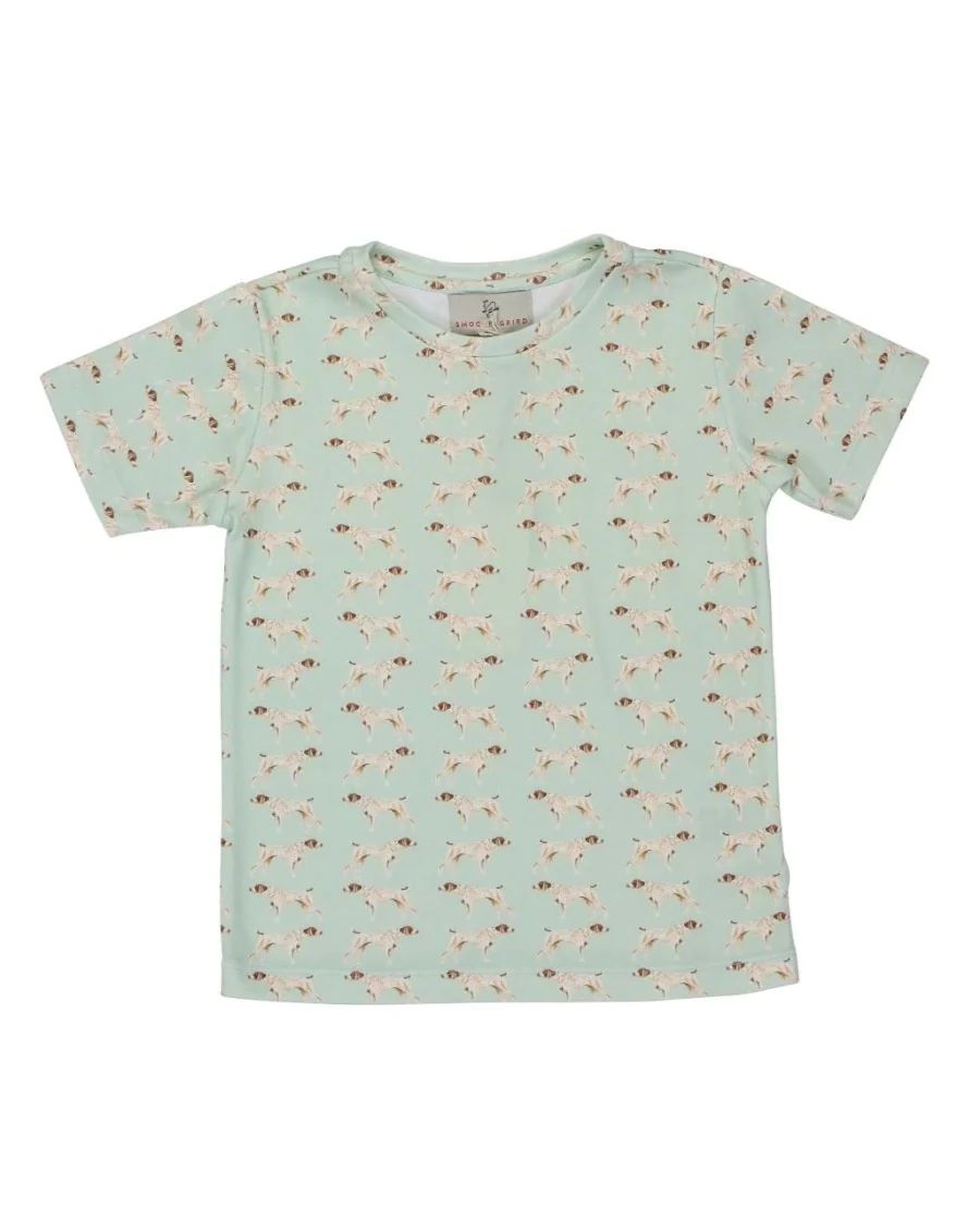 Bird Dogs Sage Green Pima Cotton T-Shirt | Smockingbird Kids