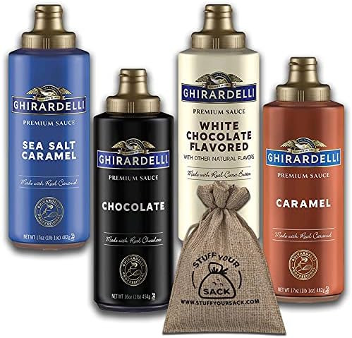 Ghirardelli Sauce Variety Pack | 4 Flavors - 16 OZ Black Label Chocolate, Caramel, Sea Salt Caram... | Amazon (US)