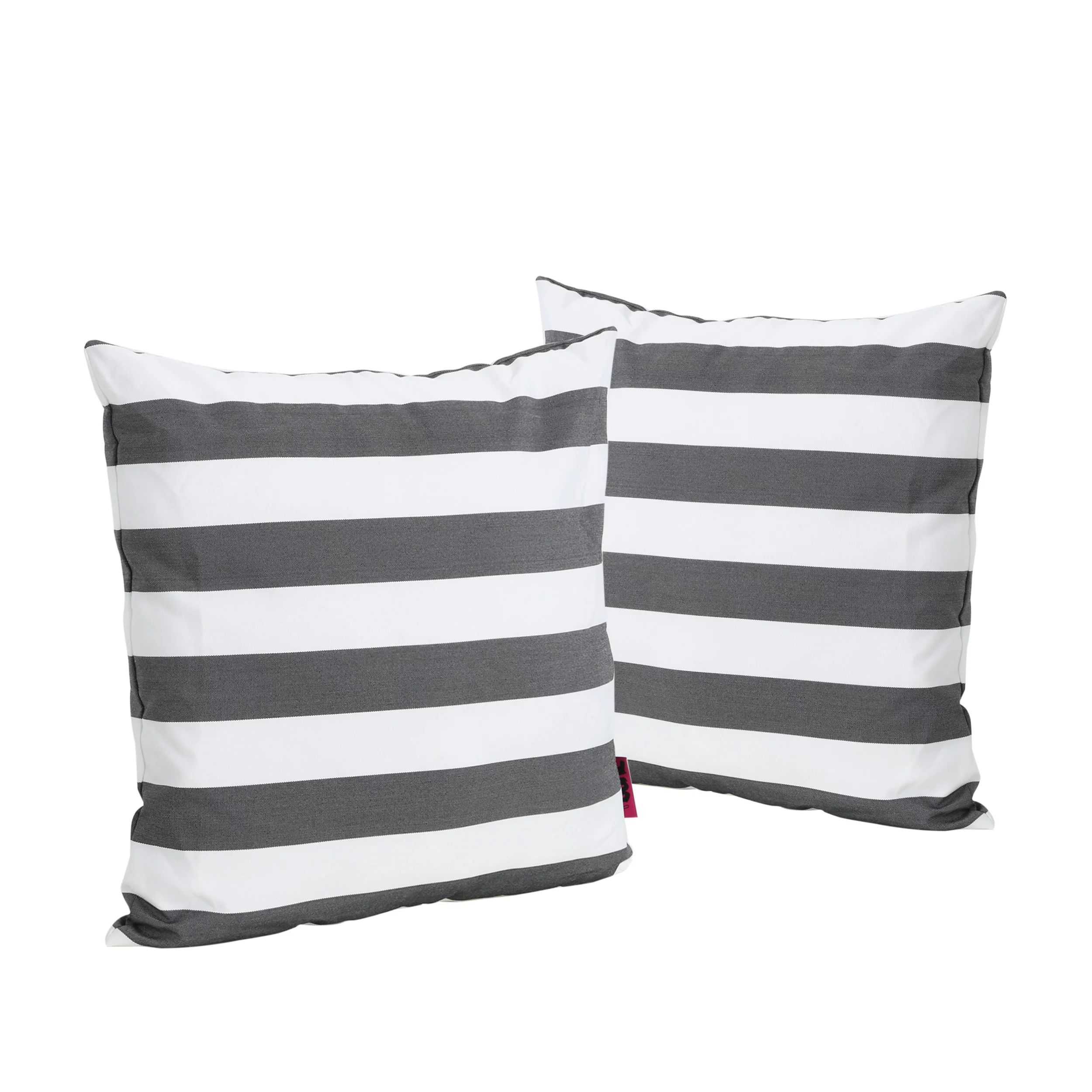 Coronado Outdoor Water Resistant Square Throw Pillow, Set of 2, Black and White Stripe | Walmart (US)