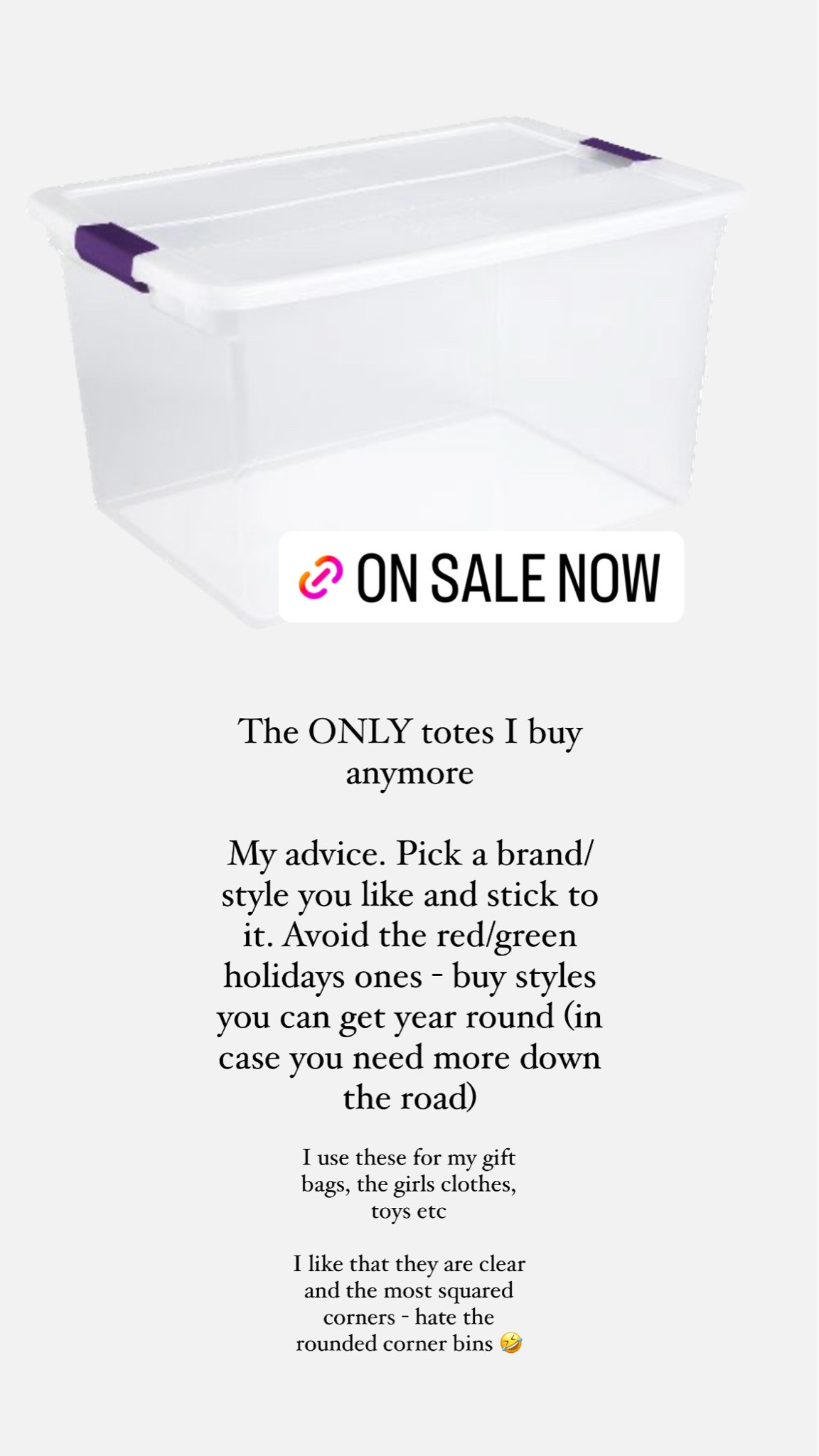 Christmas Storage! These are my favorite bins for everything - and they are available year round. They are the most squared/normal shape 🤩

#LTKHoliday #LTKhome #LTKsalealert