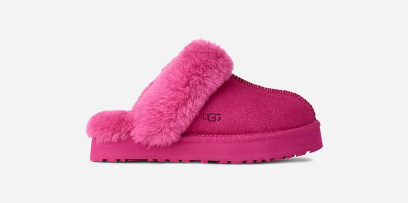 UGG® Kids' Disquette Sheepskin Slippers in Dark Peony, Size 13K | UGG (US)