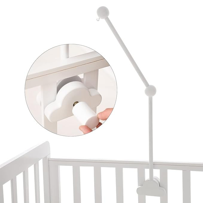 OESSUF Baby Crib Mobile Arm, 24 Inch Wood Hanger, White Cloud Design, Nursery Mobile Holder for C... | Amazon (US)
