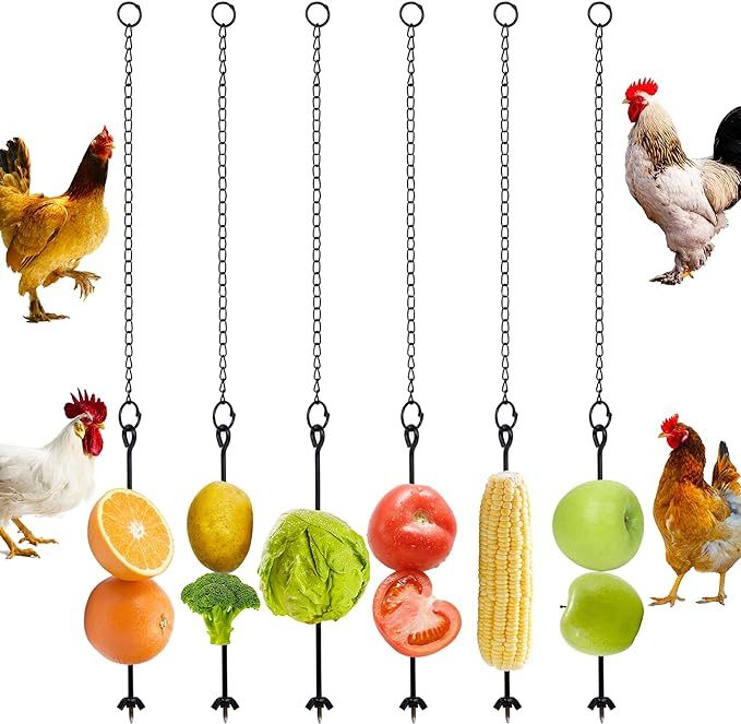 winemana 6Pcs Chicken Vegetable Hanging Feeder Toy for Coop, Chicken Treat Holder Veggies Fruit S... | Amazon (US)