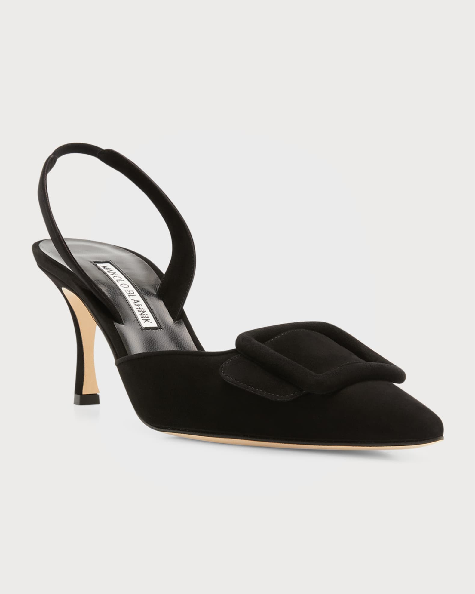 Manolo Blahnik Maysli Suede Buckle Halter Pumps | Neiman Marcus