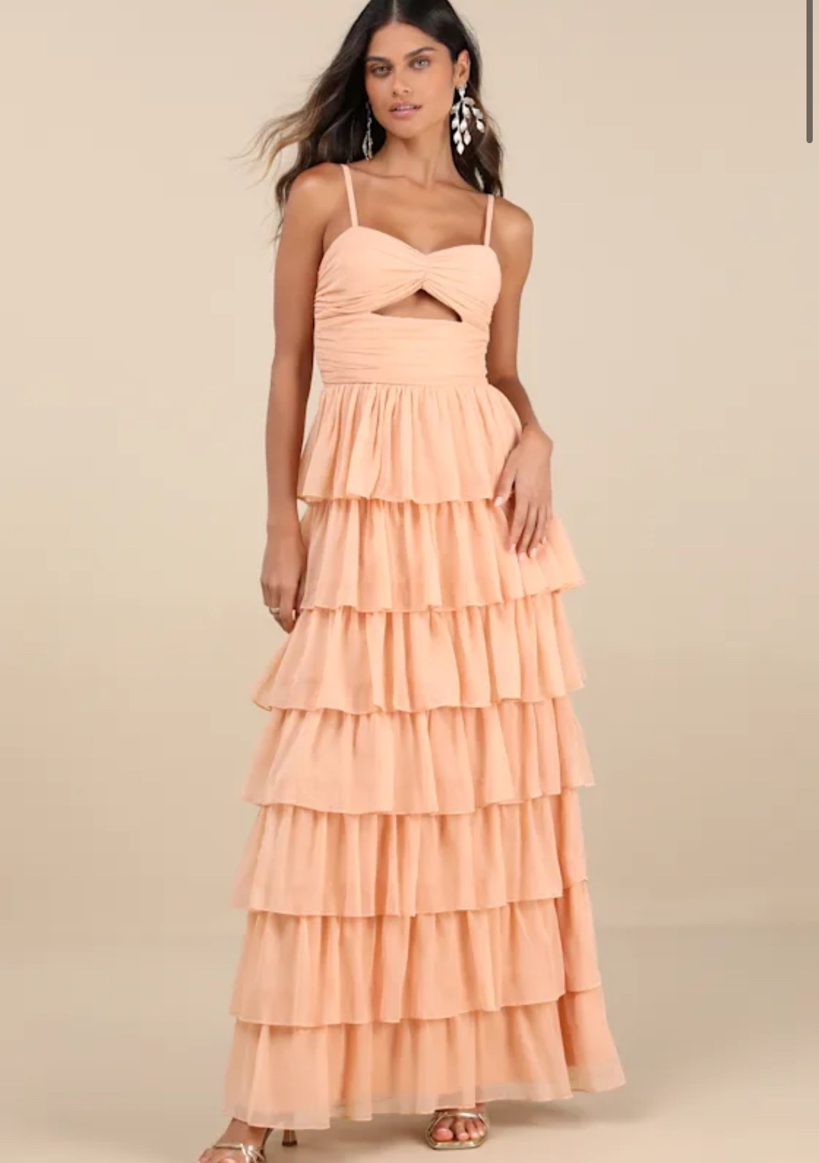 Arata Peach Cutout Tiered Maxi Dress

#LTKParties #LTKWedding #LTKStyleTip