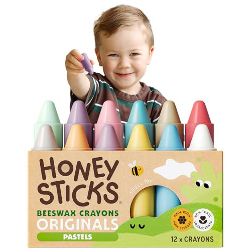 Honeysticks 100% Pure Beeswax Crayons (12 Pack) - Pastel Colored - Non Toxic Crayons for Toddlers 1-3, Safe for Baby from 1 Year Old Plus, Handmade with Natural Beeswax and Food-Grade Colors, Eco | Amazon (US)