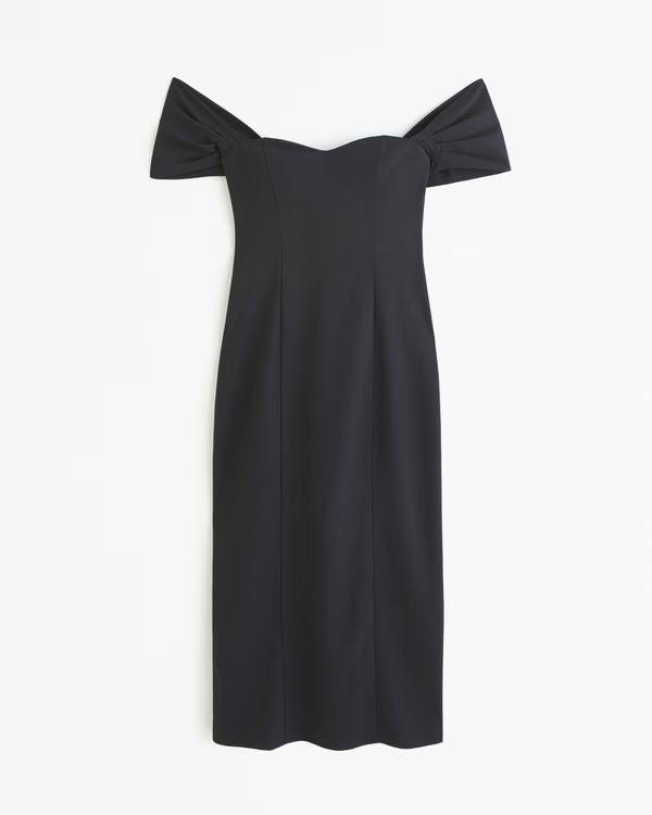 Clean Off-The-Shoulder Midi Dress | Abercrombie & Fitch (US)