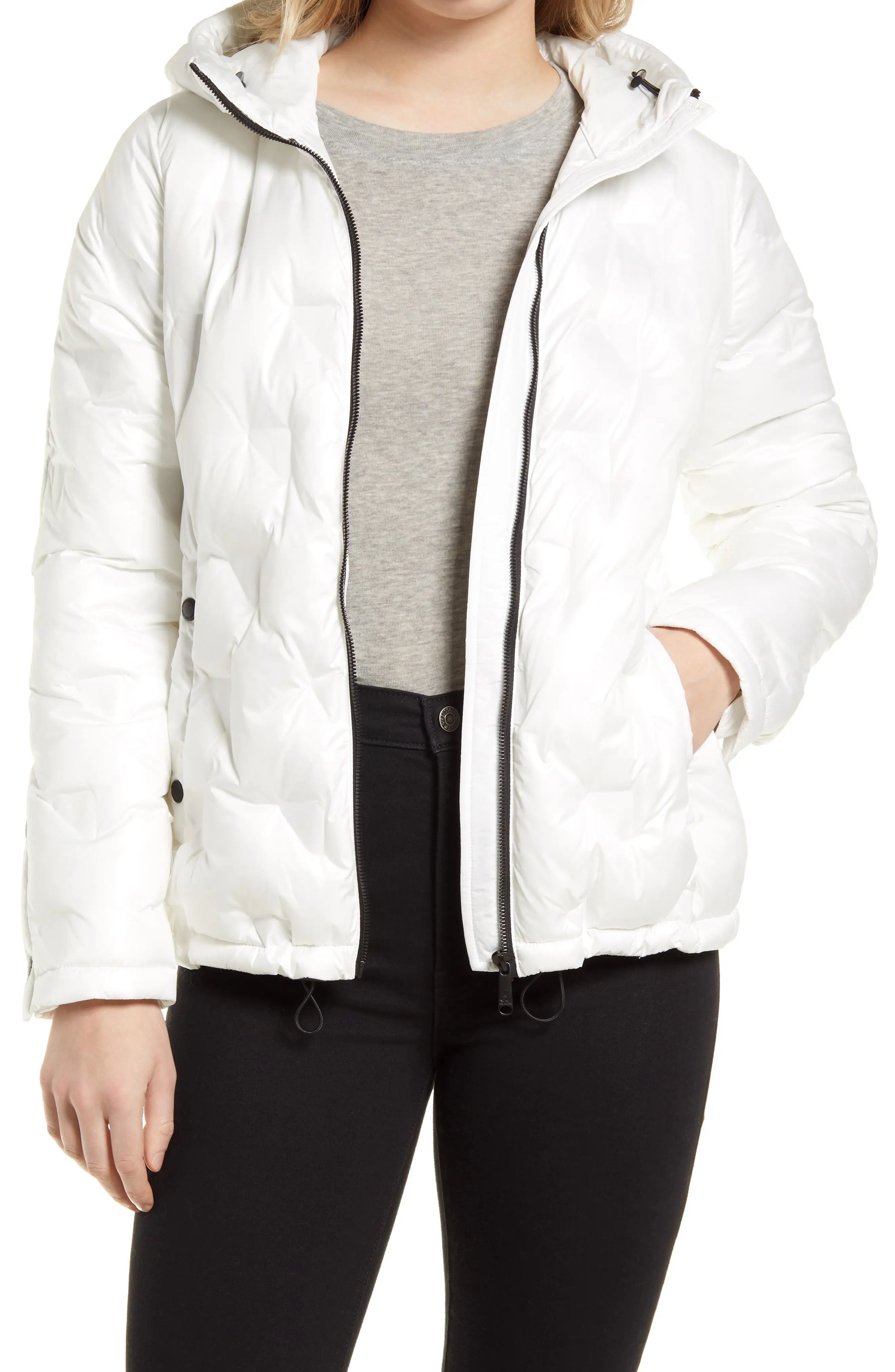Sam Edelman Hooded Puffer Jacket in Winter White at Nordstrom, Size Medium | Nordstrom