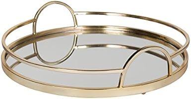 Kate and Laurel Naples Gold Metal Mirrored Round Decorative Tray | Amazon (US)