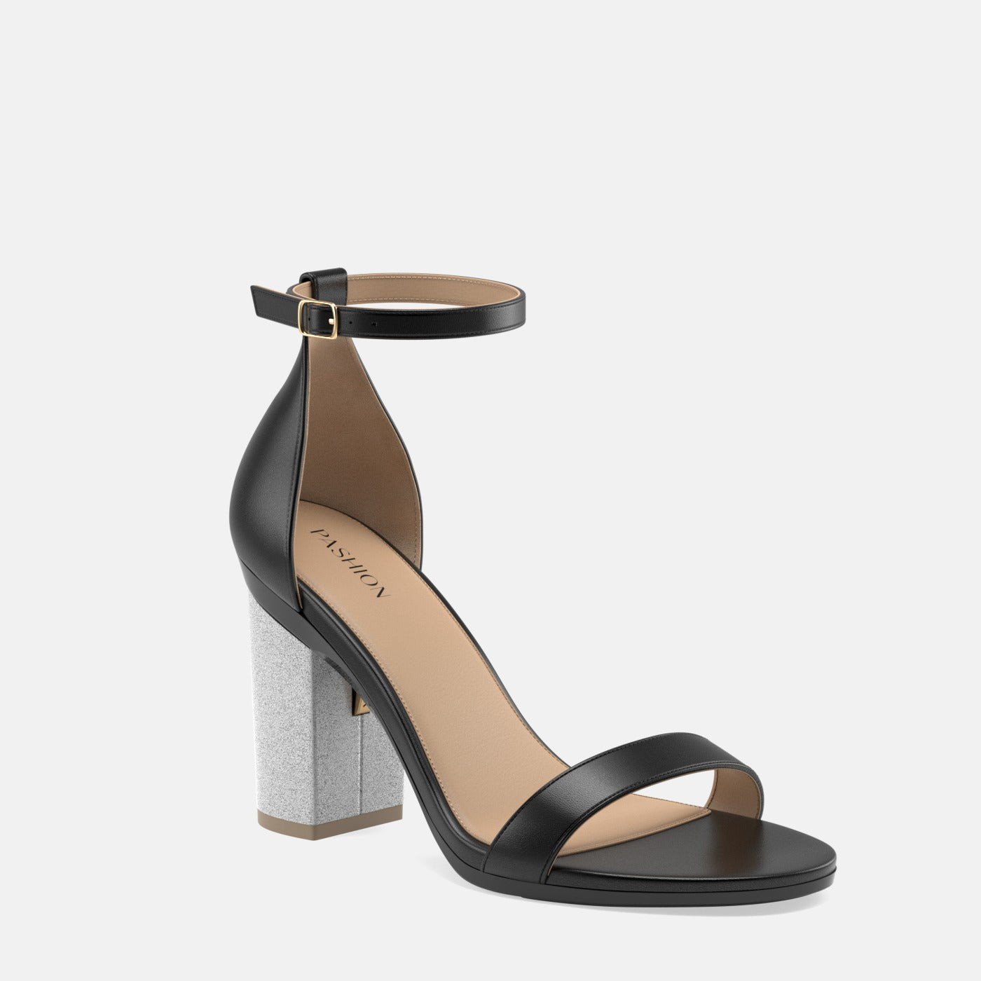 The Pashionista - Coal Leather + Block Heel Kit 4 Silver Glitter (9) | Pashion Footwear