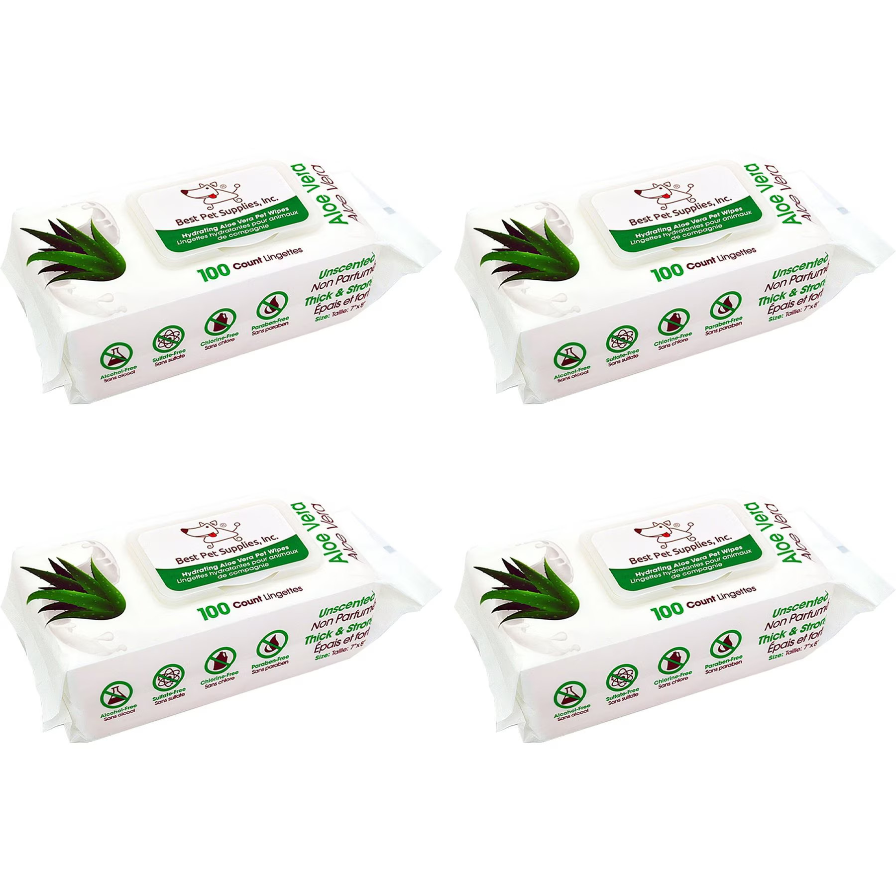 Best Pet Supplies Aloe Vera Unscented Dog & Cat Grooming Wipes, 400 count | Chewy