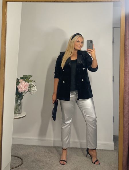 Statement silver trousers. If you haven’t tried this trend yet - party season is the perfect time to try it 🥰 

#LTKGift #curvystyle #fashionfinds #partyseason 

#LTKHoliday #LTKparties #LTKstyletip