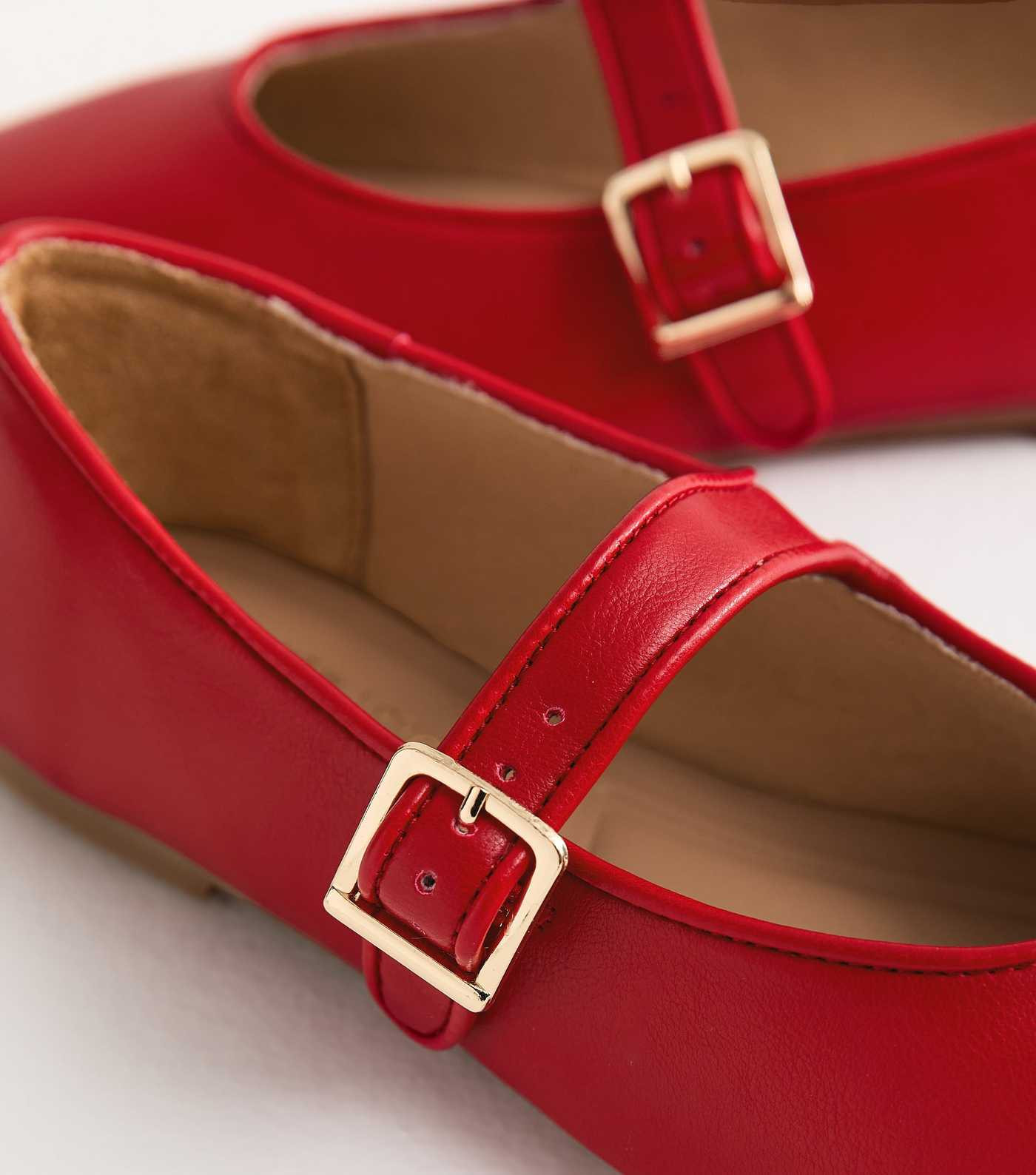 Bright Red Faux Leather Mary Jane Ballet Pumps | New Look | New Look (UK)
