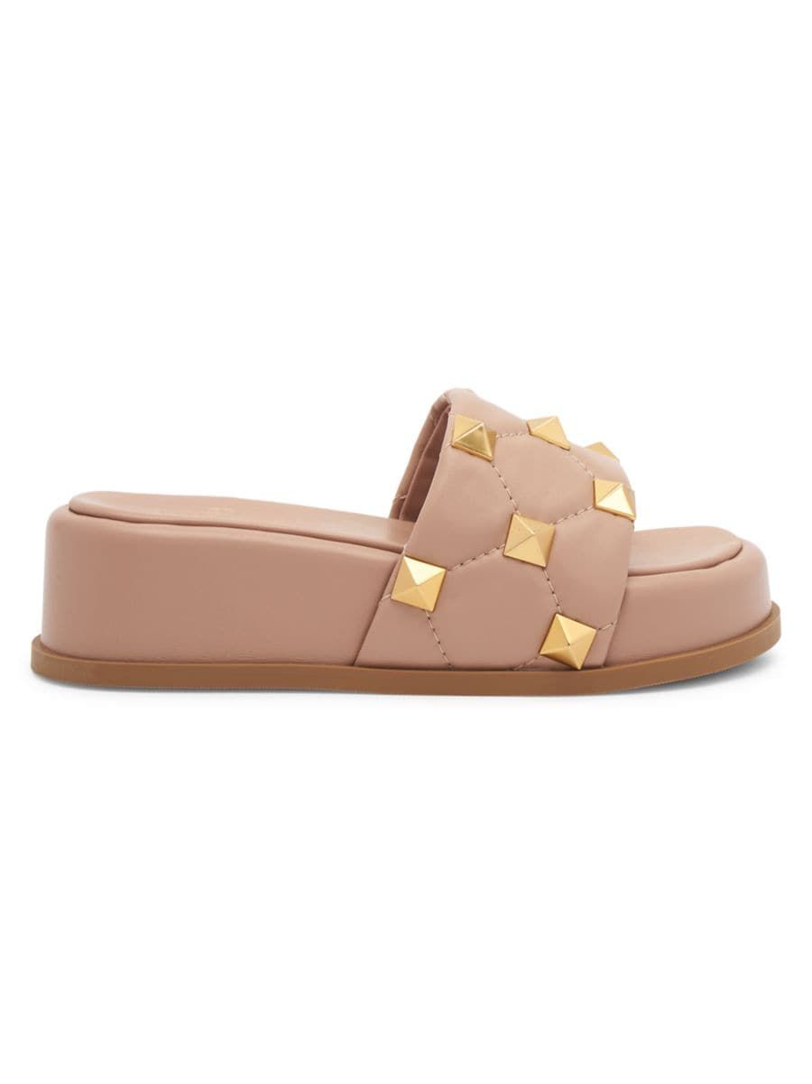 Roman Stud 50 Leather Platform Slides | Saks Fifth Avenue