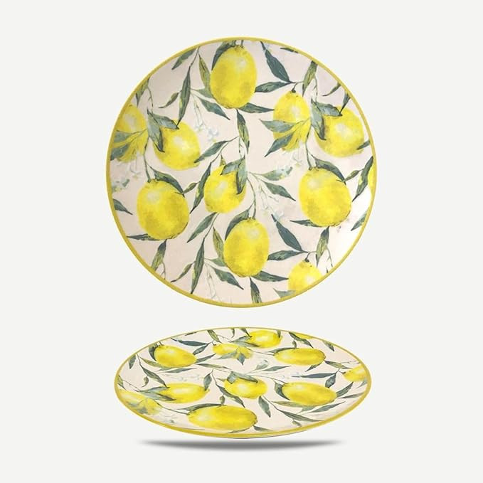 Mediterranean Lemon Design Salad Plate 7.87", Set of 6, Stoneware | Amazon (US)