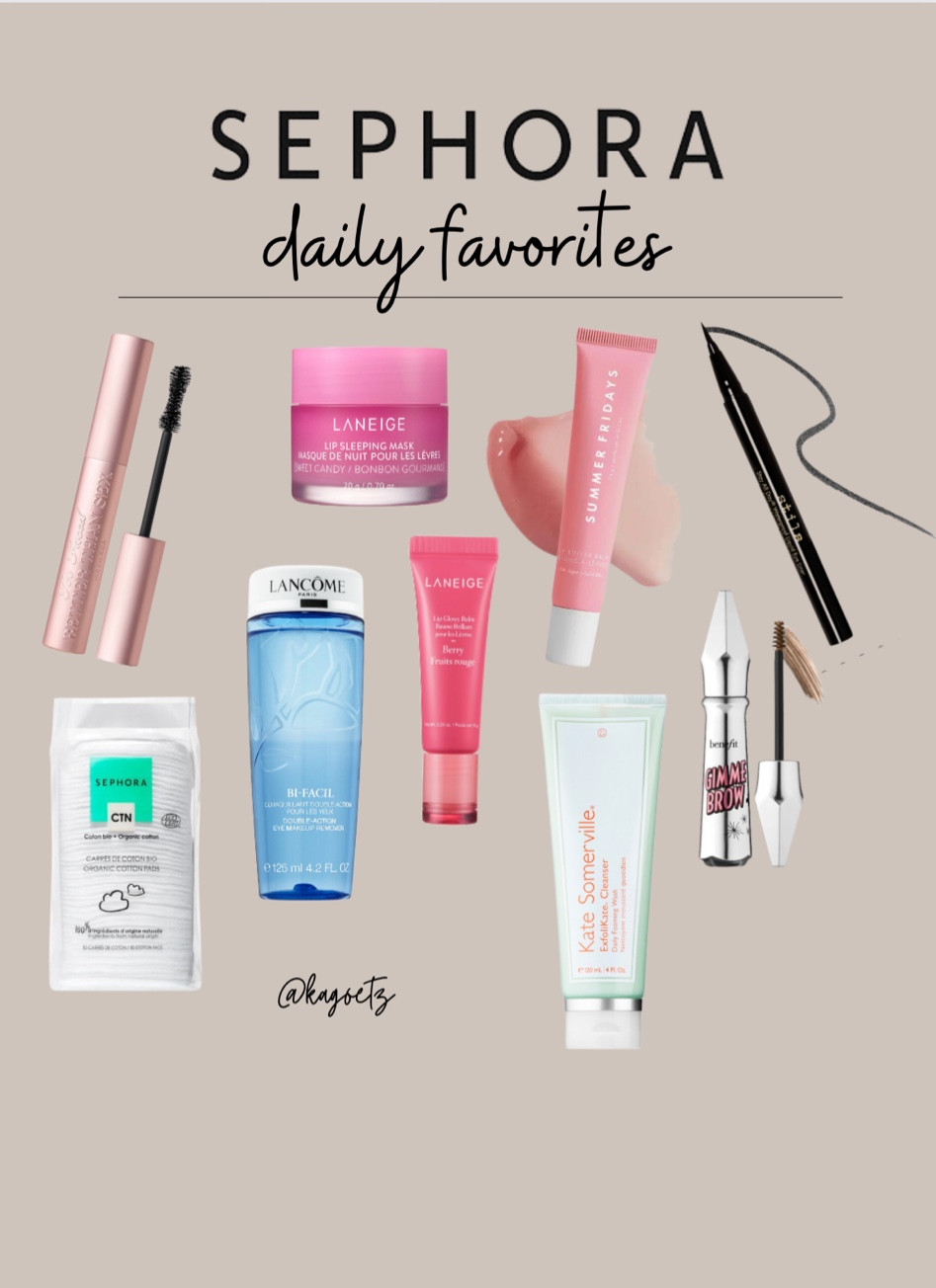 SEPHORA SALE: Up to 20% OFF your faves!

• Better than sex mascara: THE OG!! IYKYK
• Stila all night long waterproof eye liner: the only eyeliner I have used in YEARS. 
• Lancôme eye makeup remover: pricey $$ but is the most soothing not harsh makeup remover
• Cotton rounds: the CHEAPEST thing you will ever purchase at Sephora - double layered
• Benefit brow gel: the only product I’ve ever used on my brows *chefs kiss* for tinting, shaping, and lining
• Kate Somerville cleanser: the creamiest, most hydrating cleanser! I have tried others at cheaper price points, but always resort back to this one.
• Laneige lip sleeping mask: sooooo hydrating & always coming out in the best flavors! Berry is the goat but I personally LOVE sweet candy
• Laneige lip gloss: same as lip sleeping mask perfect for on-the-go
• Summer Fridays lip balm: my go to lip balm is the Pink Sugar, smells and tastes like cupcakes

#sephora #sephorasale #skincare #makeup #beauty

#LTKHolidaySale #LTKbeauty #LTKsalealert