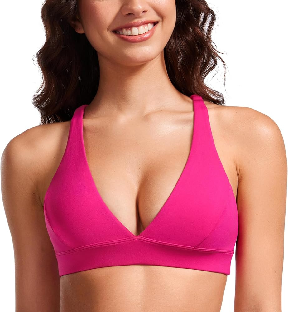 Activewear, Bra, CRZ YOGA Butterluxe V-Neck Women - Spaghetti Strap Criss Cross Padded Bra Se... | Amazon (US)